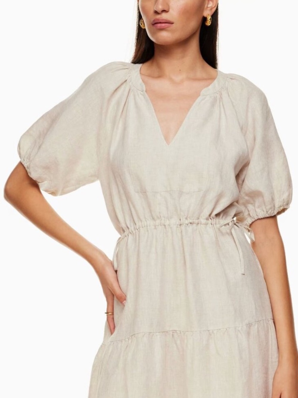 Aritzia Wilfred Decadence Linen Tiered Midi Dress S